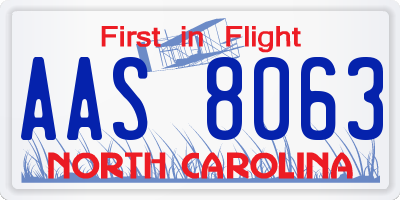 NC license plate AAS8063