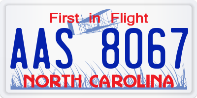 NC license plate AAS8067