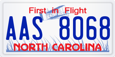 NC license plate AAS8068