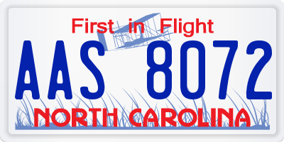 NC license plate AAS8072