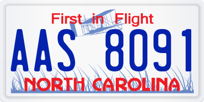 NC license plate AAS8091