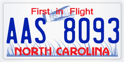 NC license plate AAS8093