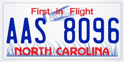 NC license plate AAS8096