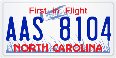 NC license plate AAS8104