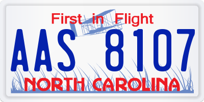 NC license plate AAS8107