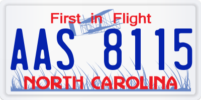 NC license plate AAS8115