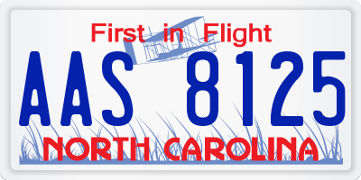NC license plate AAS8125