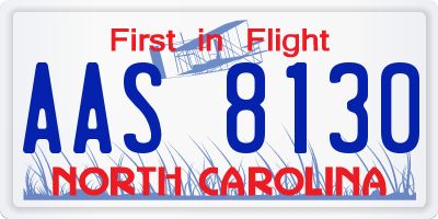 NC license plate AAS8130
