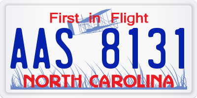 NC license plate AAS8131
