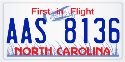 NC license plate AAS8136