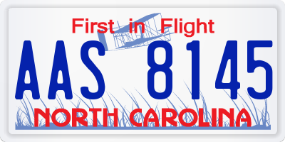 NC license plate AAS8145
