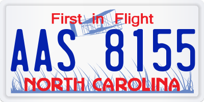 NC license plate AAS8155