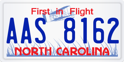 NC license plate AAS8162
