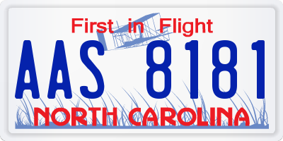 NC license plate AAS8181