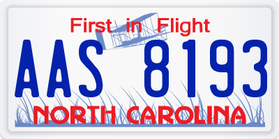 NC license plate AAS8193