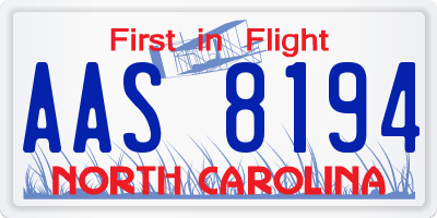 NC license plate AAS8194