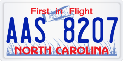 NC license plate AAS8207