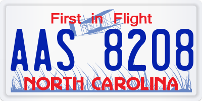 NC license plate AAS8208