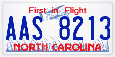 NC license plate AAS8213