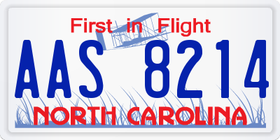 NC license plate AAS8214