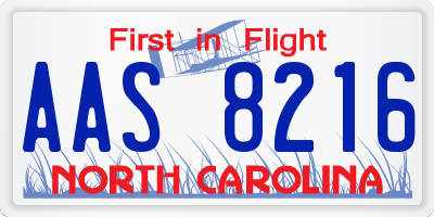 NC license plate AAS8216