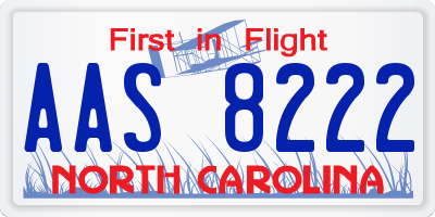 NC license plate AAS8222