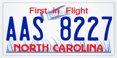 NC license plate AAS8227