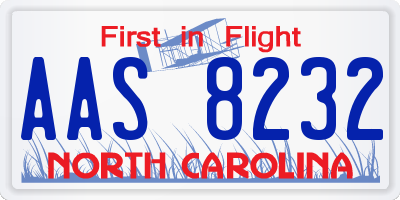 NC license plate AAS8232