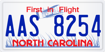 NC license plate AAS8254