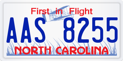 NC license plate AAS8255