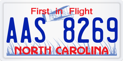 NC license plate AAS8269