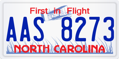 NC license plate AAS8273
