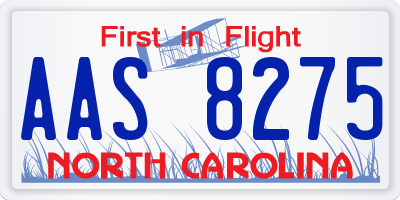 NC license plate AAS8275