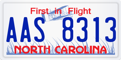 NC license plate AAS8313