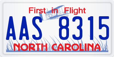 NC license plate AAS8315
