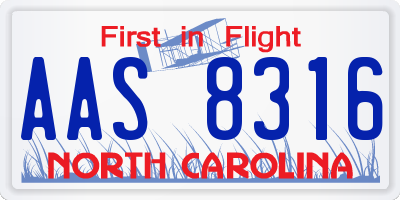 NC license plate AAS8316