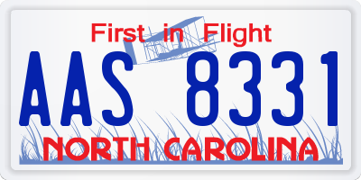 NC license plate AAS8331