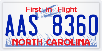 NC license plate AAS8360