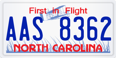 NC license plate AAS8362