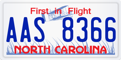 NC license plate AAS8366