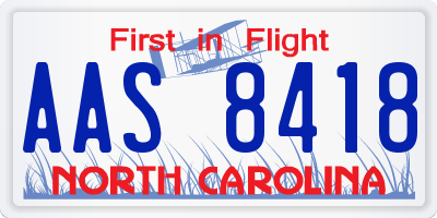 NC license plate AAS8418