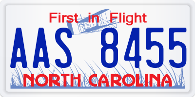 NC license plate AAS8455