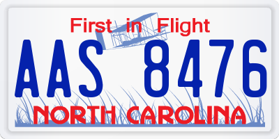 NC license plate AAS8476