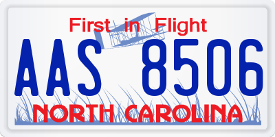 NC license plate AAS8506
