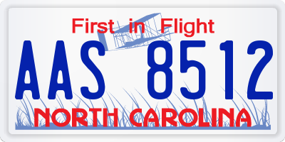 NC license plate AAS8512