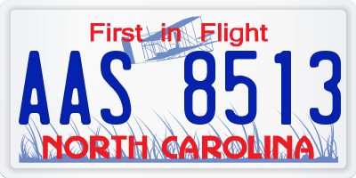 NC license plate AAS8513