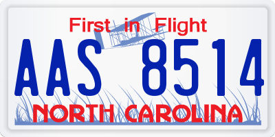NC license plate AAS8514