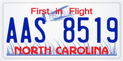 NC license plate AAS8519