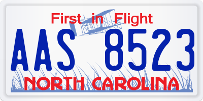 NC license plate AAS8523