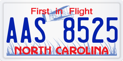 NC license plate AAS8525
